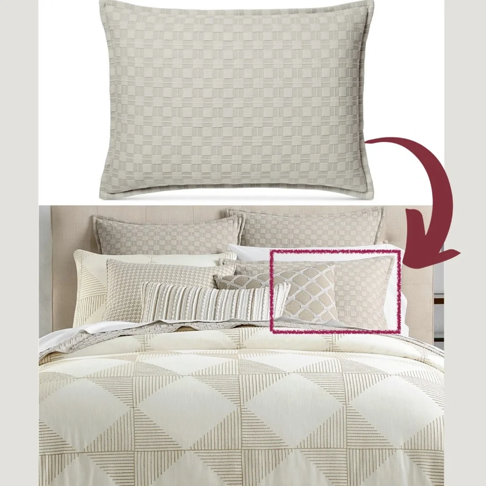 NIB Hotel Collection Diamond Embroidered (1) Standard Pillow Sham‎ Case #257